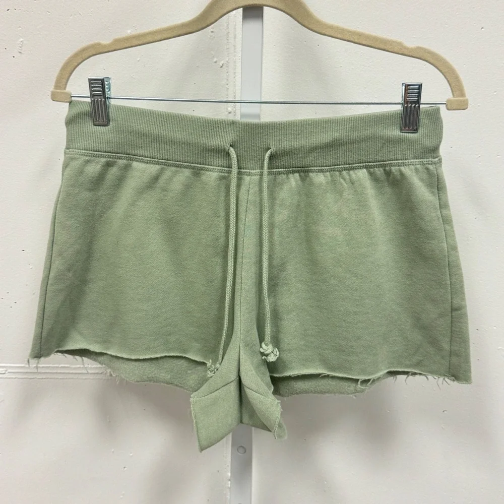 PacSun Women's Sage Green‎ Fleece Raw Hem Sweat Shorts Size S Small Loungewear
